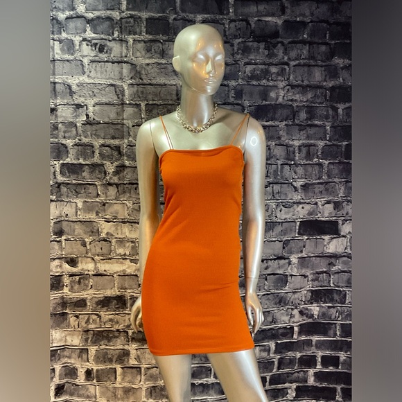 Orange Summer Bodycon Mini Dress - Picture 2 of 13